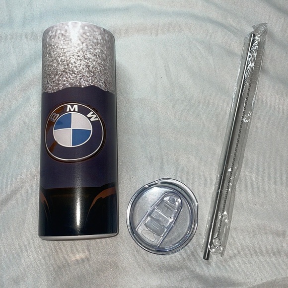 BMW 20 oz tumbler cup with straw and lid - Picture 1 of 4